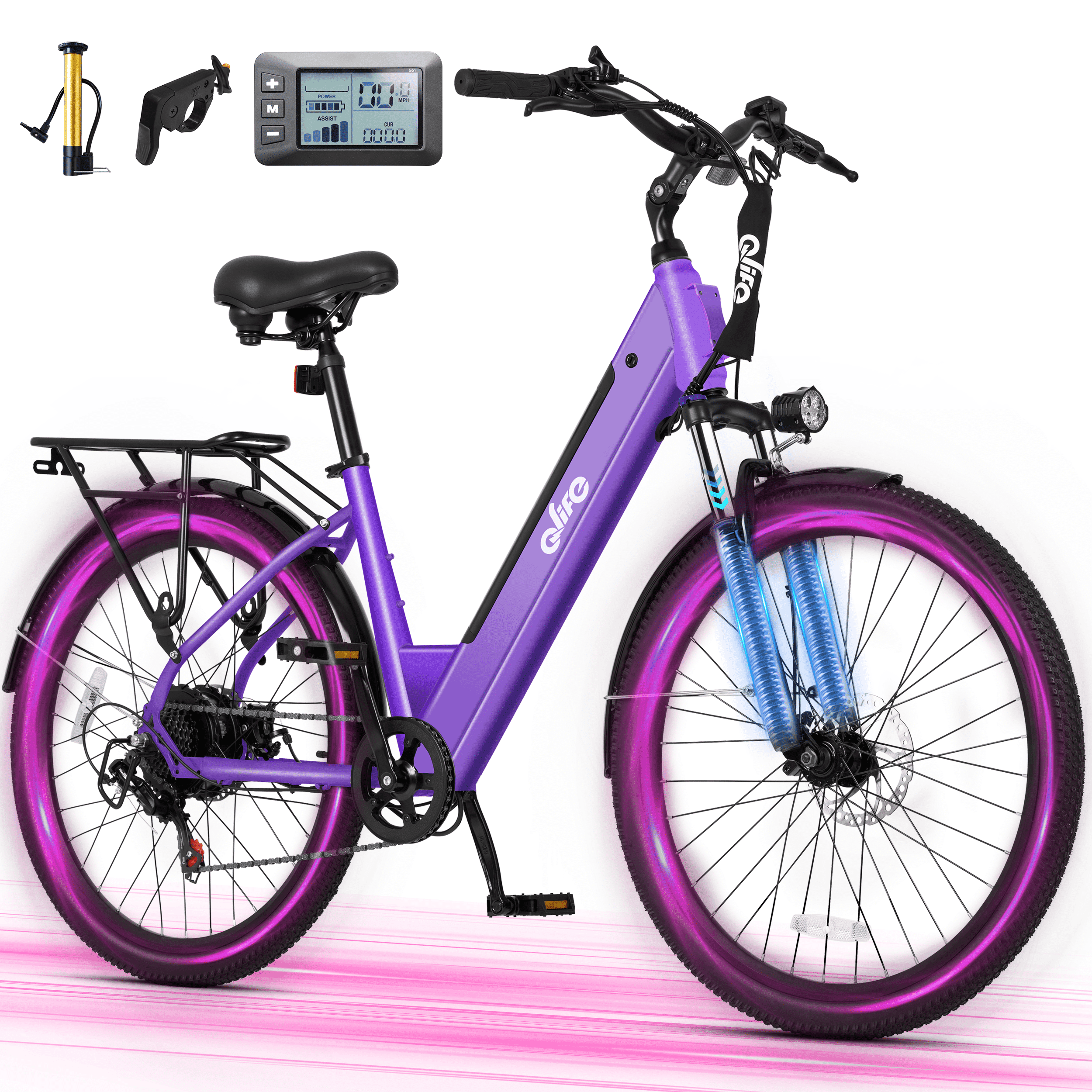 Qlife Electric Bike for Adults,28MPH,1200W Peak Motor 26