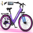 thumbnail image 1 of Qlife Electric Bike for Adults,28MPH,1200W Peak Motor 26" Ebike,7-Speed Upgrade 2.0 Electric Bicycle with Front Suspension, (Purple) with Fender & Rear Rack, 1 of 6