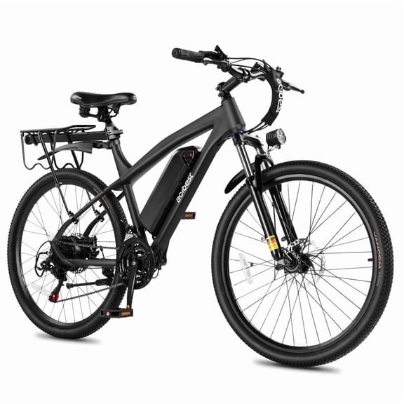 Actbest Electric Bike for Adults 21-Speed 27.5" Ebike, Up to 28MPH, Peak 1200W Brushless Motor, Mountain Electric Bicycle with Fork Suspension (Black) with Fender & Rear Rack