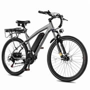 Electric Bike for Adults 21-Speed 27.5 Ebike, Up to 28MPH, Peak 1200W Brushless Motor, Removable Battery, Mountain Electric Bicycle Grey with Fender & Rear Rack