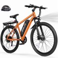 thumbnail image 1 of ESKUTE M200P Electric Bike for Adults, 21-Speed Gear 27.5" Mountain Ebike, 750W Motor 20MPH, 48V 13Ah, NFC Unlock, Step Over E-Bicycle, Orange with Fender & Rack & Lock, UL2849, 1 of 6