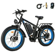 Phnholun Electric Bike for Adults 24”, Fat Tire E-Mountain Bike, 52V 25AH, Dual Motor Electric Bicycle, 24-Inch Full Suspension Off-Road Electric Bike for Men and Women, UL2849