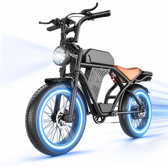 Electric Bike for Adults 2500W Motor 20" Fat Tire All-Terrain E-Bike 60-75 Miles 32MPH Electric Dirt Bike for Road Sand Mountain Snow - 48V 20AH Battery Powered Electric Motorcycle