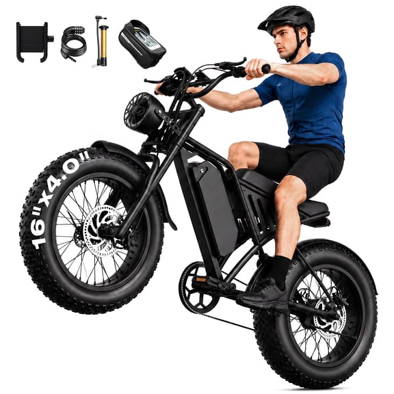 ASKGO S9 Electric Bike for Adults, 750W Rated Motor, 48V 20Ah Removable Battery, 16*4" Tire, off-road, 25MPH& 65 Miles Range, Ages 16+, UL2849 Certified