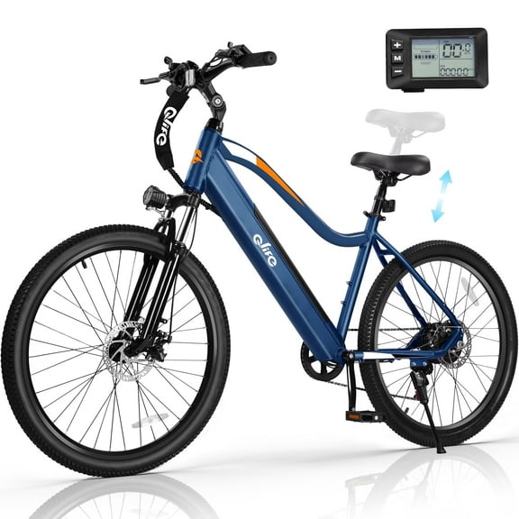 Qlife Electric Bike for Adults 26" Ebike with 2.1" Tire, Peak 750W Motor Ebikes with 7/21 Speed Mountain Bicycle 22MPH(Navy)