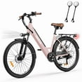 thumbnail image 1 of Actbest Electric Bike for Adults, 26 inch Step Thru Electric Bicycle, 22Mph Peak 750W Brushless Motor Ebike, with 7 Speed, Up to 50 Miles,Pink with mirror, 1 of 4