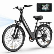 URLIFE 26" Electric Bike for Adults,750W Peak Motor,48V 10.4Ah Removable Battery, 60 Miles Range, 7-Speed City Commuter Ebike,UL2849-Black