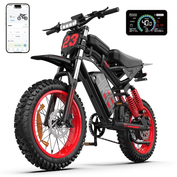 Electric Bike for Adults 3000W, 52V 40Ah Long Range E-Bike, 85 Miles Fat Tire Electric Mountain Bicycle, 20"x4" Electric Dirt Bike, Full Suspension 7-Speed Shimano, Off-Road Ebike, UL2849, Black
