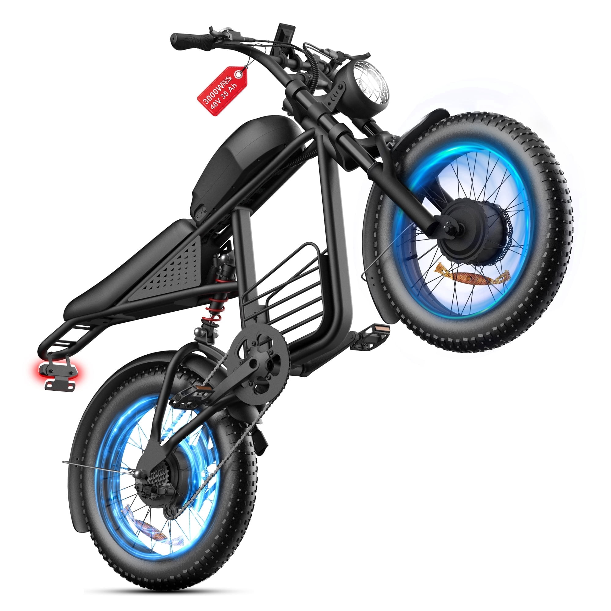 YUCHETX Electric Bike for Adults,3000W Peak Dual Motor, 35MPH Top Speed, Max 60-Mile Pedal Assist for City, 48V 35AH Battery,20"×4.0" Fat Tires,UL 2849,Fit for 18+