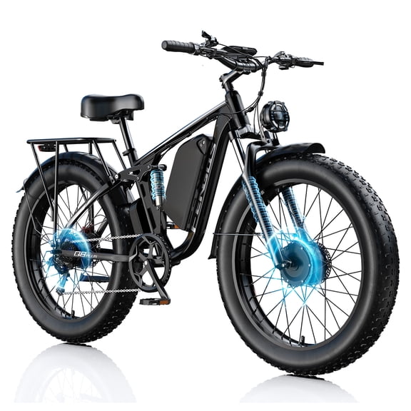 Electric Bike for Adults, 40MPH E Bikes, 4000W Dual Motor Ebike, 52V Removable Battery, 100 Miles Range Electric Bicycle26" Fat Tire, Full Suspension, Hydraulic Disc Brake
