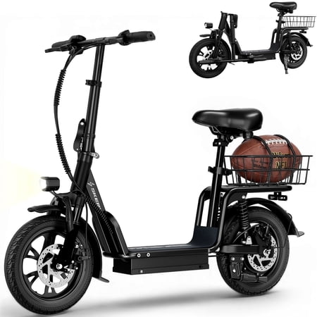 Skeri 12“ Electric Scooter Bike with seat for Adults, 350W 16MPH, 15 Mile Range, Comfortable Commuter Scooter with Adjustable Large Seat, 265LB Load UL227
