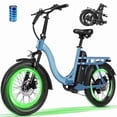 thumbnail image 1 of ESKUTE D200 Electric Bike for Adults 750W Peak Motor 19.8 Mph, Folding 20x3 Inch Fat Tire E‑Bike, 48V 10.4Ah Up to 55 Miles, with 7‑Speed Step‑Through Cargo Fold E Bicycle, NFC Unlock Blue, UL2849, 1 of 8