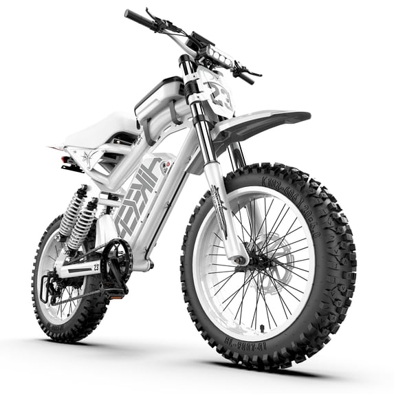 Electric Bike for Adults, Class 2 20 MPH, 3000W Motor, 52V 40Ah 2080Wh Battery, 20 x 4 Inch Fat Tires, Full Suspension, Shimano 7-Speed, UL2849, White