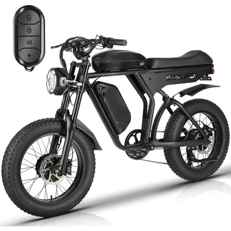 Electric Bike for Adults, Dual Motor 3000w Peak SMLRO U8 37MPH 48v 19.2AH/ 21AH Dual Battery Ebike, 20" Fat Snow Tire 7 Speed Hydraulic Brake Commute E Bikes, UL Certification