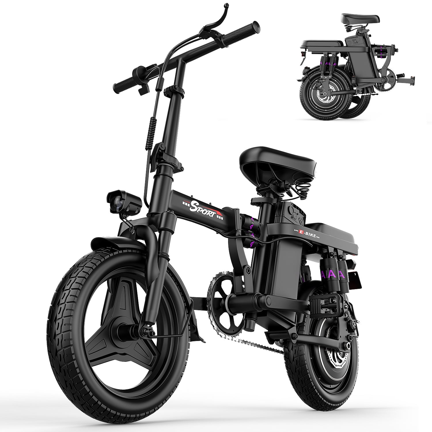 Electric Bike for Adults, Ebike, Electric Bicycle with 48V Removable Battery,14" Folding Ebike, 20MPH,30+ Miles(MAX),500W High Motor,Multi-Shock Absorption,UL 2849,Commuting Mini E Bikes
