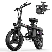 Electric Bike for Adults, Ebike, Electric Bicycle with 48V Removable Battery,14 Folding Ebike, 20MPH,30+ MilesMAX,500W High Motor,Multi-Shock Absorption,UL 2849,Commuting Mini E Bikes