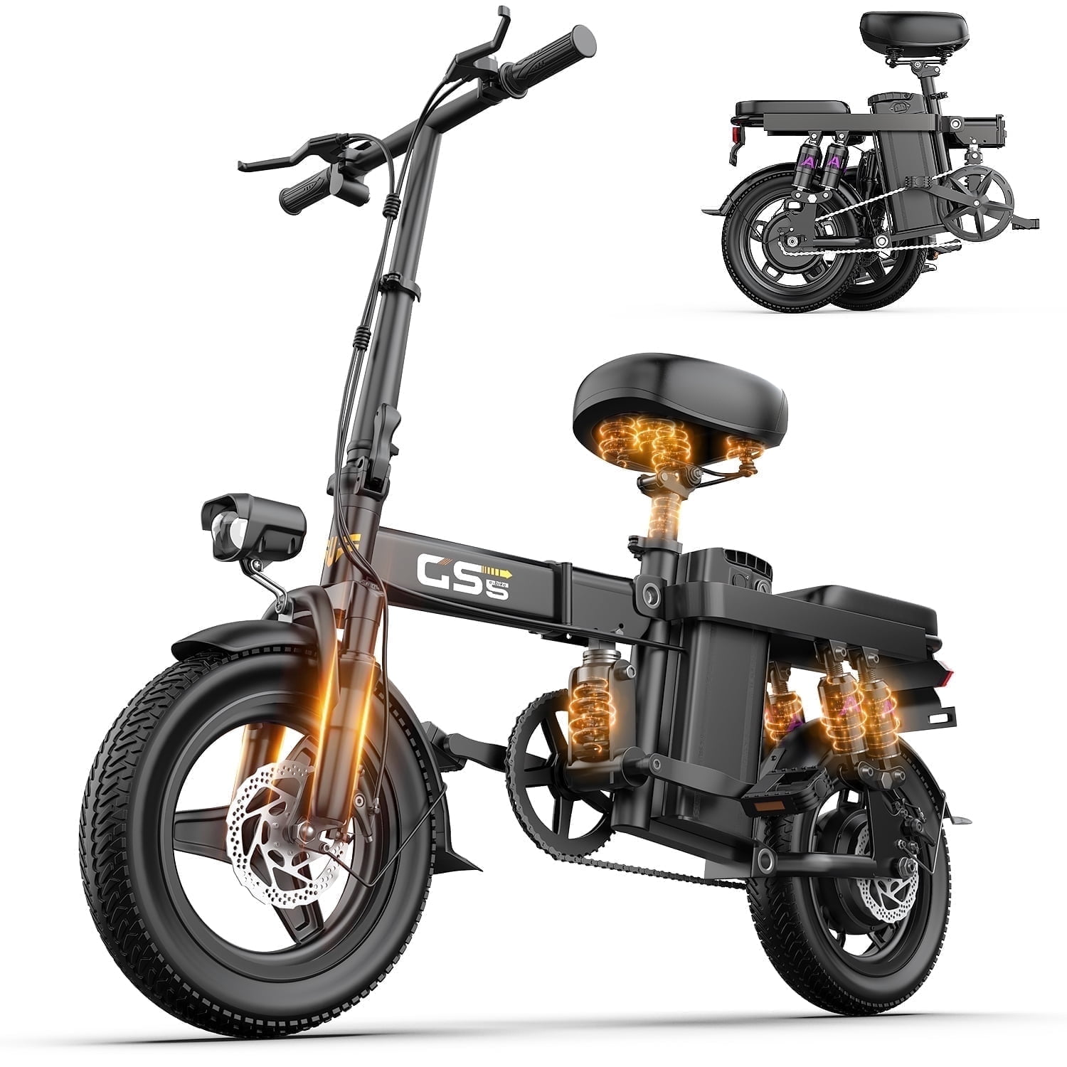 Electric Bike for Adults, Ebike, Electric Bicycle with 720WH Removable Battery,14" Folding Ebike, 20MPH,35+ Miles,750W Peak Motor,Full Shock Absorption,UL 2849,Commuting Mini E Bikes