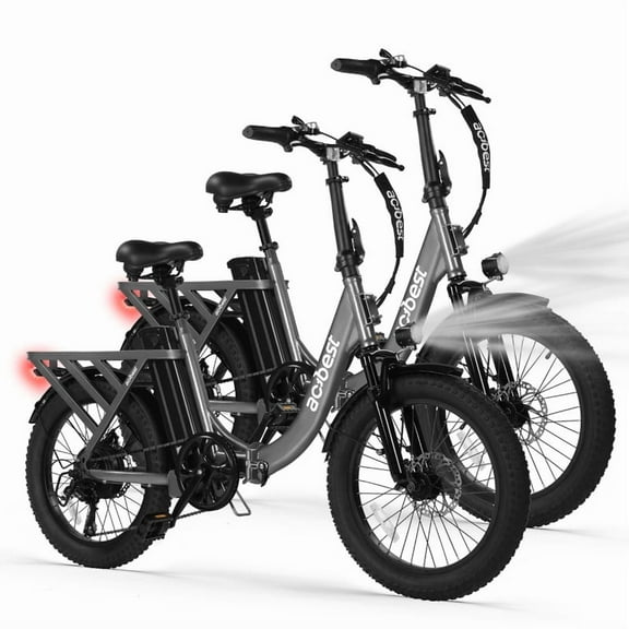 Electric Bike for Adults, Mars 20'' Fat Tire Folding Ebike with Peak 1200W Motor, 7 Speed 28MPH, Adjustable Bike Stem (Gray)*2