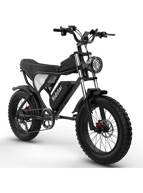 Electric Bike for Adults Ridstar, 20" Fat Tire Electric Motorcycle,1000W Electric Bike with Removable 48V/20Ah Battery E-Bike Shimano 7 Full Suspension Electric Bicycle