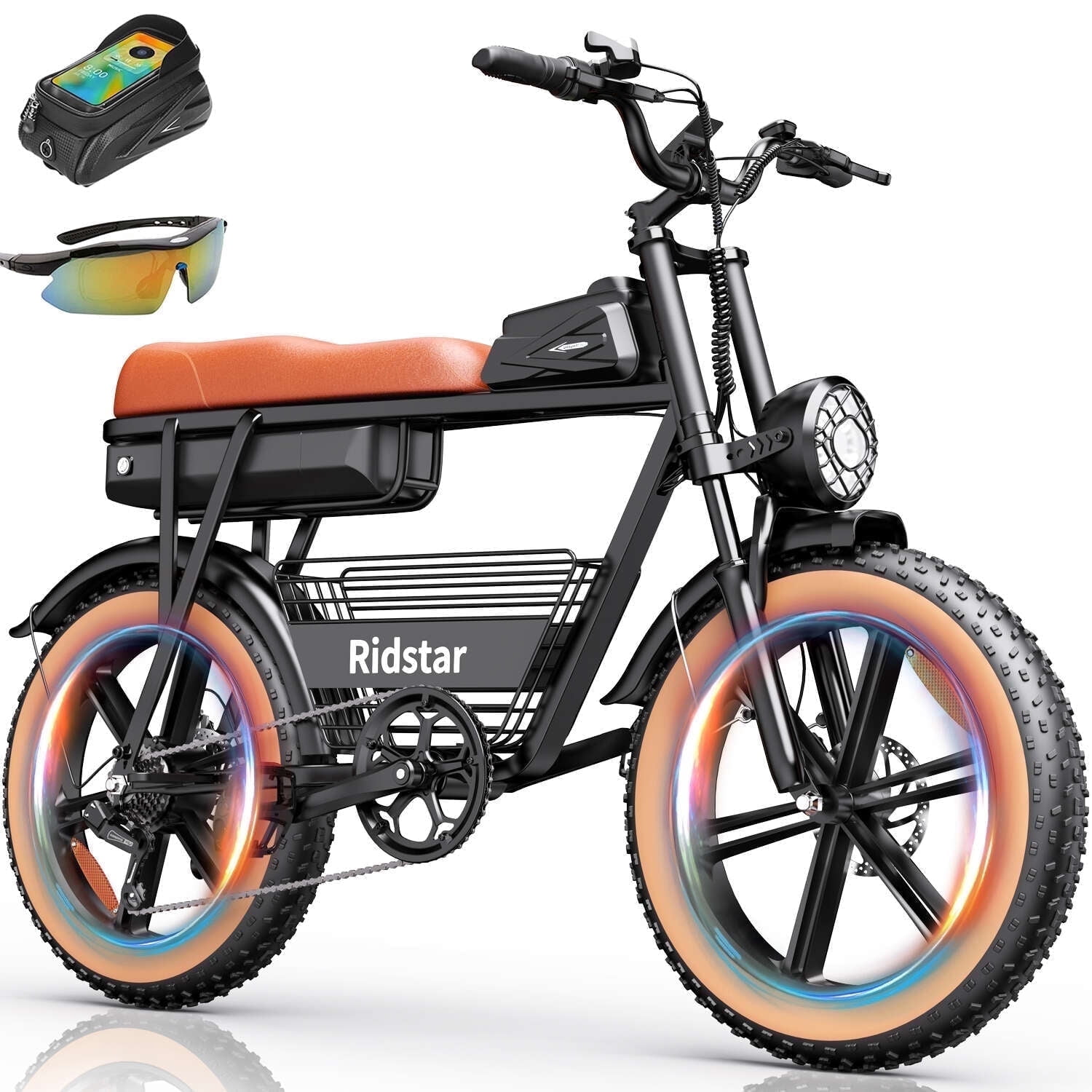 Peak 1500W Folding Electric Bike - 25 MPH Max, 48V 20Ah Battery, 35-70 Mile Range, 26" Fat Tire Off-Road E-Bike
