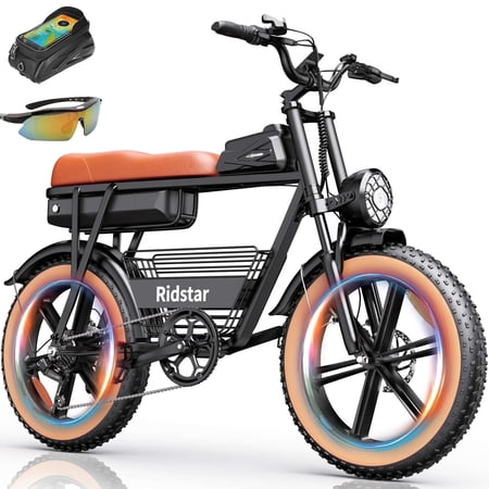 Electric Bike for Adults Ridstar, PEAK 1500W 30MPH,48V 20AH Electric Motorcycle,20" Fat Tire Full Suspension Mountain Bike UL2849
