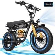 Electric Bike for Adults & Teens, 500W Ebike, 19 MPH, 20" x 4.0" Fat Tires, 48V 15.6Ah Battery, 7-Speed , Front Suspension, All-Terrain Electric Bicycle, Black