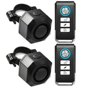 Electric Bike Alarm with Remote Control 2 Pack, IP54 Motorcycle Anti-Theft Security System USB Rechargeable, Volume and Sensitivity Adjustable