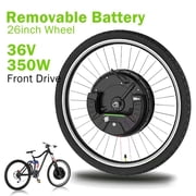 Electric Bike Conversion Kit 26inch Motor Wheel, 36V 350W Front Drive Hub Motor, 7.2Ah Removable Battery