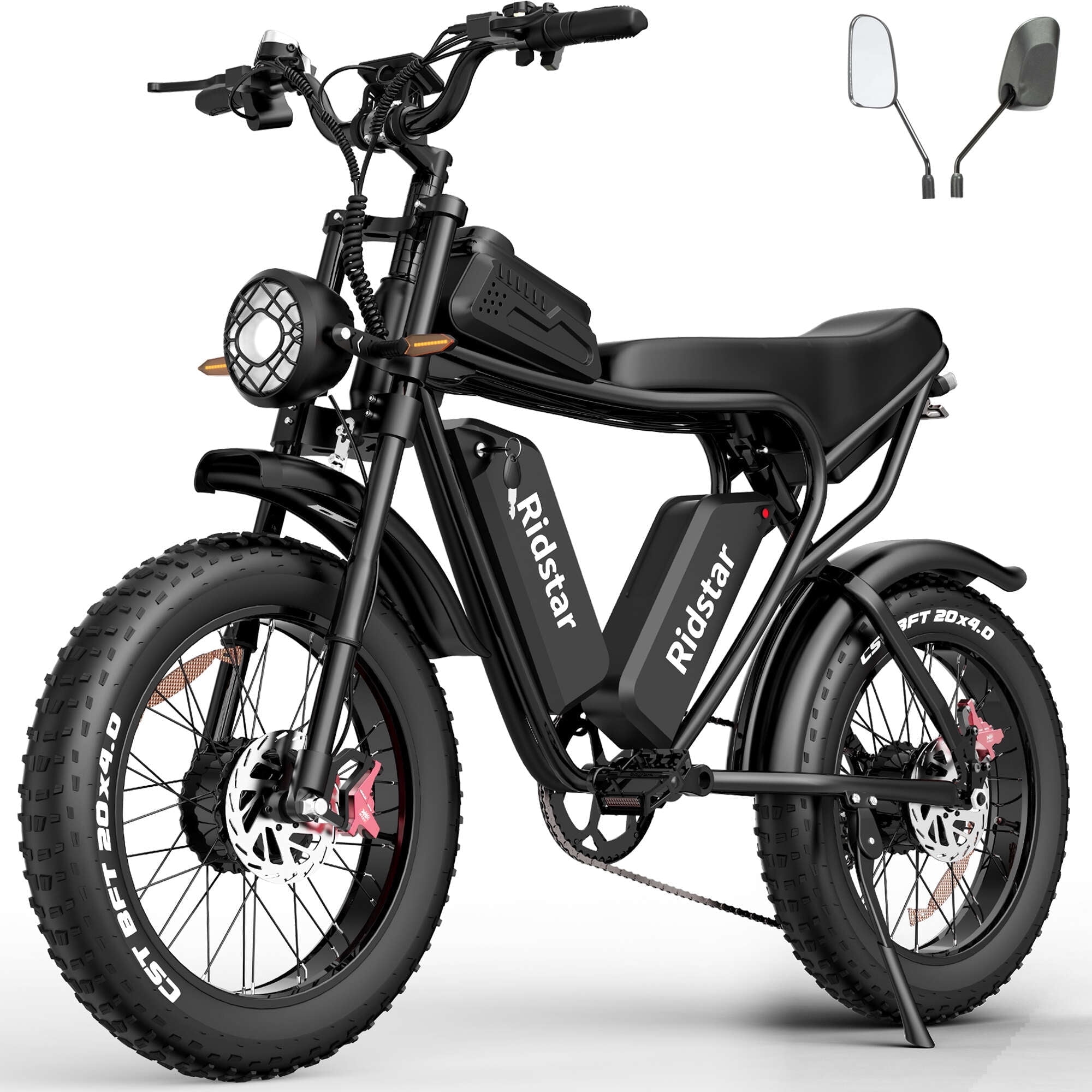 Electric Bike Dual Motor Peak 3000W 35MPH Mountain Bike for Adults,52V 40Ah Removable Battery 20" Fat Tire Electric Motorcycle,7 Speed Full Suspension Electric Bicycle UL2849