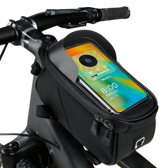 Electric Bike Front Frame Bag - Large Capacity Waterproof - Multi-Functional Storage for Electric Bikes, Mountain Bikes & Commuter Bicycles - Black