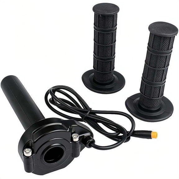 Electric Bike Full Twist Grip with Rubber Grips, 22mm 3-Pin Plug-and-Play Speed Control, 120cm Cable, 12V-72V