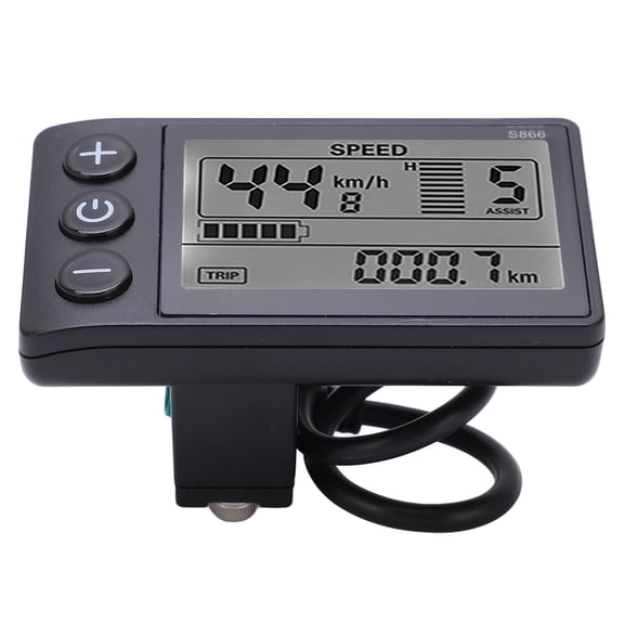 Eccomum S866 Electric Bicycle LCD Display Meter, 24V 36V 48V E-Bike Display Meter Control Panel with Waterproof Plug UART Communication Protocol