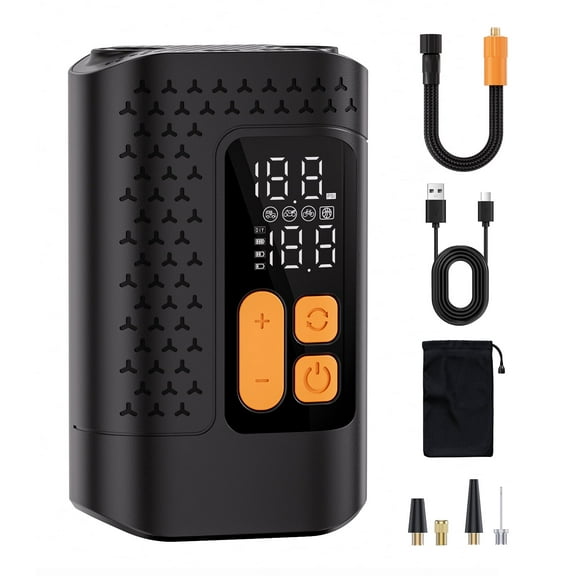 GIMFOOM 160PSI Electric Bike Pump, 4X Fast Inflate Bicycle Pump with Gauge, Presta & Schrader Valve Adaptor, Portable Bicycle Pump for Road Mountain Bike, E-Bike, Motorcycle