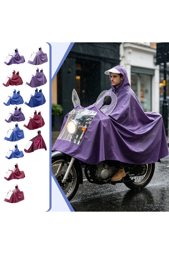 Electric Bike Rain Cover, Reusable Rain Ponchos, Scooter Rain Gear, Motorcycle Rain Gear, Thickened Extra Long Single and Double Person Riding Rain Poncho, 94X52 Inch Polyester