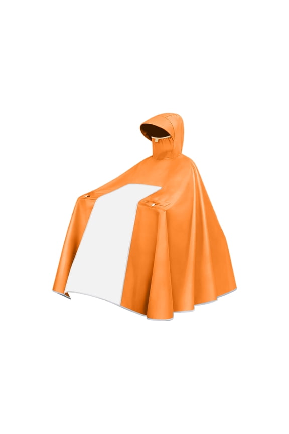 Electric Bike Rain Poncho, Thickened Full Body Waterproof Raincoat with Clear View Window, Orange, for Motorcycle Scooter Daily Commuting
