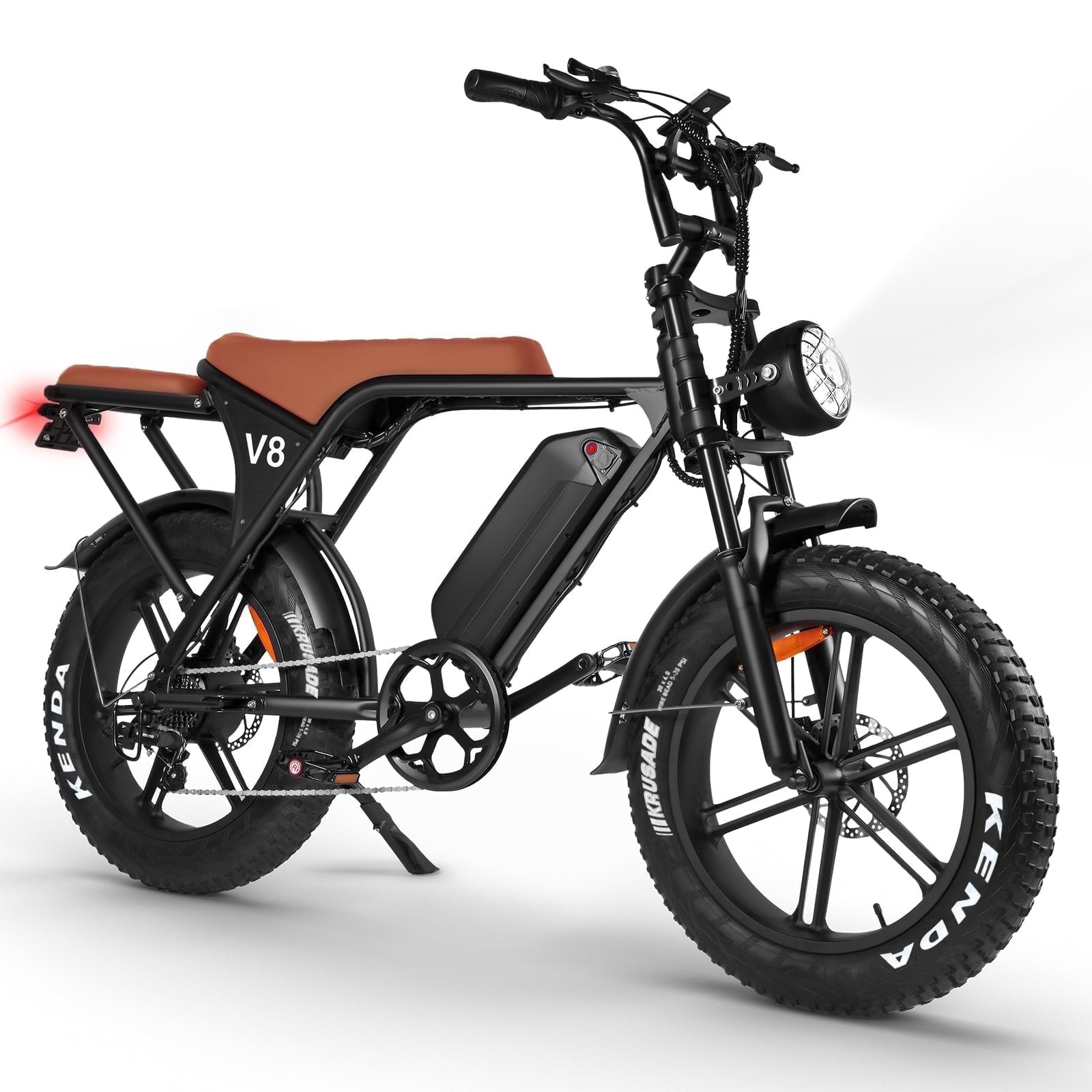 Electric Bike, V8 Electric Mountain Bike With 500W Motor 48V 15Ah Removable Larger Battery 19mph/h 20'' Fat Tire E Bike