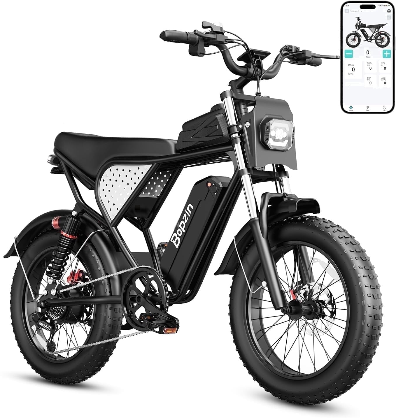 YVY Peak 1500W Electric Bike for Adult, 48V 25AH,Max 90 Miles,Electric Bicycle w/Anti-Theft Alarm,UL 2849, 20" Fat Tires Mountain Bike with APP