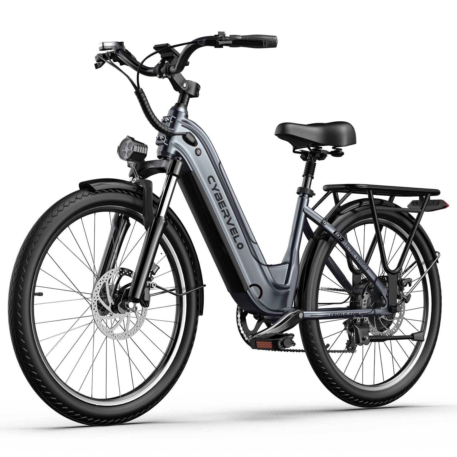Cyneira 26" Electric Bike for Adults, 750W Motor, 48V 25AH Removable Battery Ebike, Front Suspension, 7-Speed, Step-Thru E-Bike, UL2849