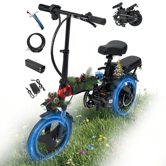 Electric Bike for Adults 20 Mph with Max 30° Uphill,Folding Ebikes 500W Peak Motor,Shock Absorbers Electric Bicycle,48V 10Ah Battery,20Miles PAS Range UL 2849