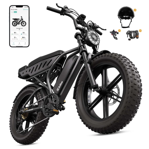Electric Bike for Adults, 20"x4.0 Fat Tire E-Mountain Bicycle, Peak 1500W Motor 48V 15Ah Removable Battery 7-Speed E-Bike UL2849, LCD Display