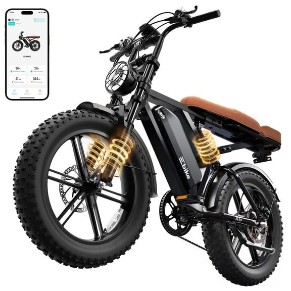Electric Bike for Adults, 20"x4.0 Fat Tire E-Mountain Bicycle (Age 16+), Peak 1500W Motor 48V 15Ah Removable Battery 7-Speed E-Bike UL2849 Certified
