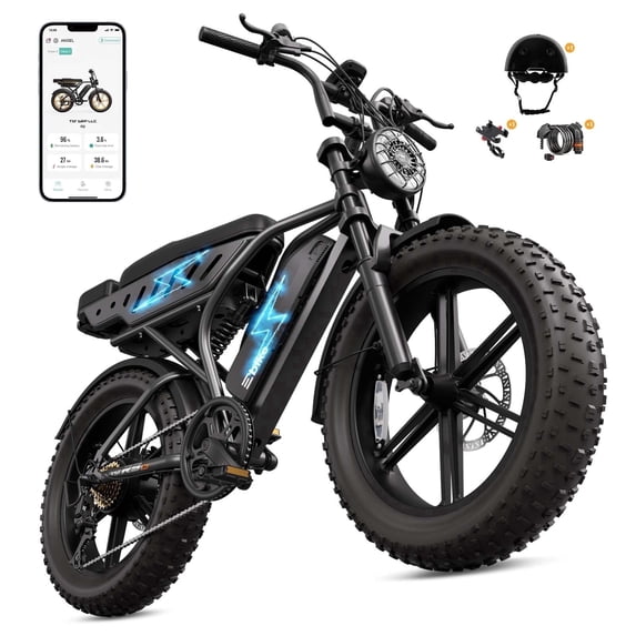 Electric Bike for Adults, 20"x4.0 Fat Tire E Bicycle, 750W Motor 48V 30Ah Removable Dual Battery 7-Speed E-Bike UL2849, LCD Display