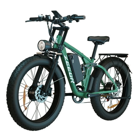 2000W E-bike 52V 22.4Ah Lithium Battery 35MPH 26" Mountain Ebike Full Suspension Electric Bicycles 7 Speed Hydraulic Brakes up to 60 Miles