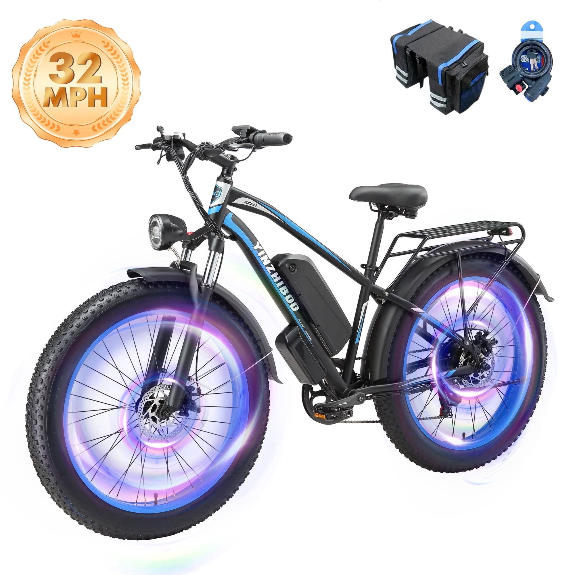Electric Bike for Adults ,2000W Peak Motor, Off-Road E-Mountain Bike,32 MPH Max Speed 26"x4.0" Fat Tire E Bike,48V 17.5Ah Battery,UL2849