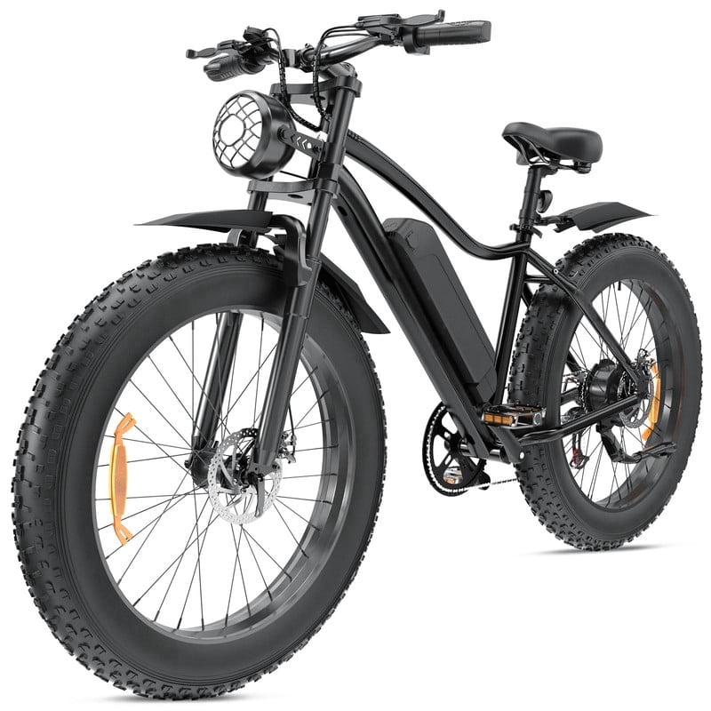 Electric Bike for Adults,26*4.0 Fat Tire E-Mountain Bicycle,Peak 1500W Peak Motor 48V 13Ah 7-Speed Ebike,Black