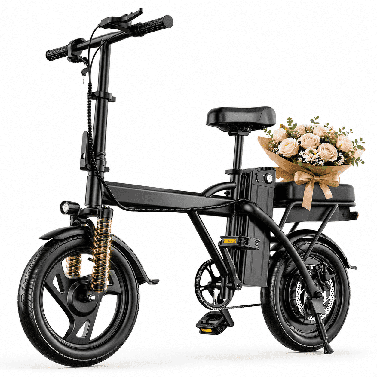 Electric Bike for Adults, 500W Motor, 20 MPH Max Speed Folding Ebike, 14" Electric Bicycles, Max 20 Miles Range (Pedal Assist Mode), Mini E Bikes