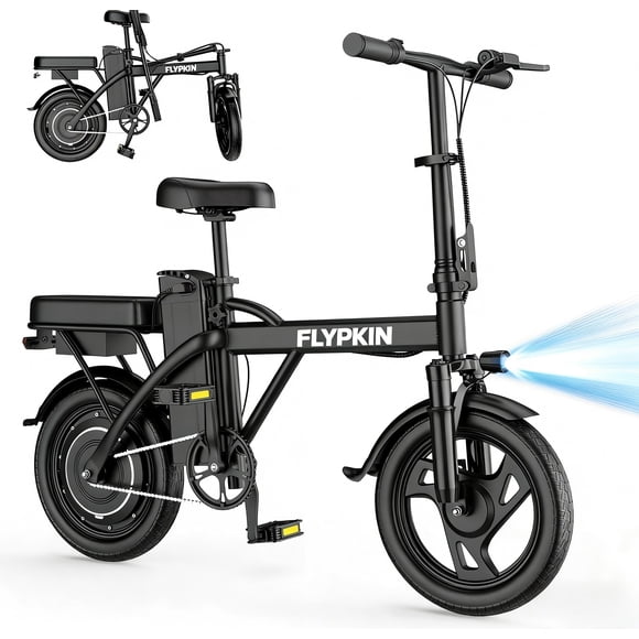 Electric Bike for Adults, 500W Motor, 20 MPH Max Speed Folding Ebike, 14" Electric Bicycles, Max 30 Miles Range (Pedal Assist Mode), Mini E Bikes