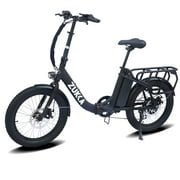 Zukka Electric Bike 20" for Adults 500W Motor 48V 10AH Removable Battery Fat Tire Foldable 7-Speed UL2849 Black