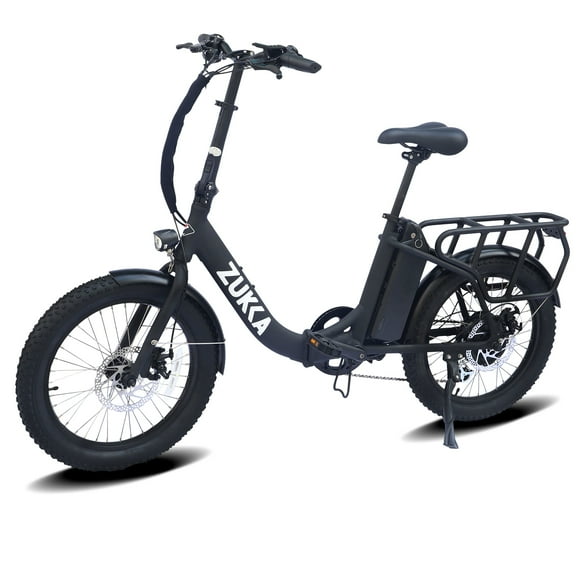 Zukka Electric Bike 20" for Adults 500W Motor 48V 10AH Removable Battery Fat Tire Foldable 7-Speed UL2849 Black