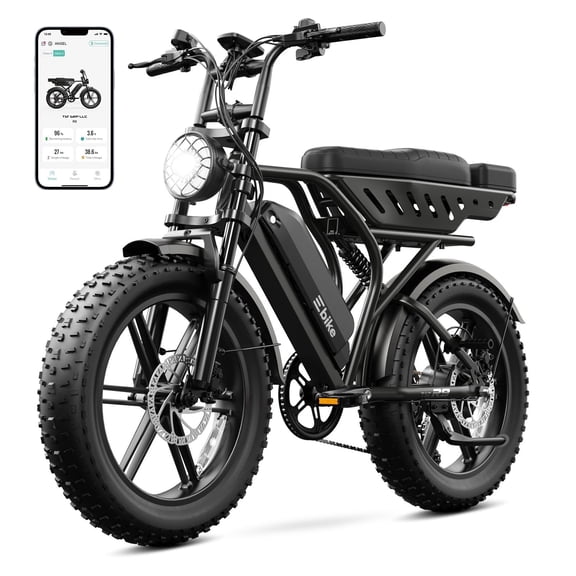Electric Bike for Adults, 750W Peak 1500W Motor, 20"x4" Fat Tire E Bicycle, Mechanical Disc Brakes, E Mountain Bike, 48V/15AH UL2849, App Control